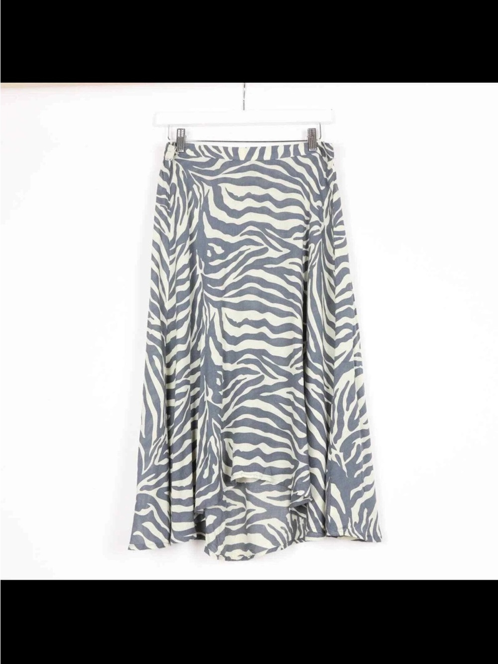 Nomadic Traders Black and Cream Zebra Print Midi Skirt